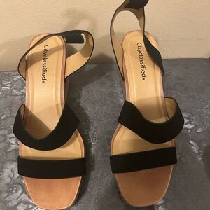 Cityclassified Black Sandals Elegant Minimalist Design - Wedge sandals-size 8